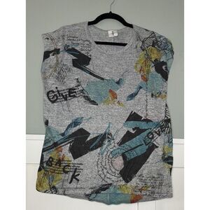 I Noah Womens Short‎ Sleeve Top Sz Small Multicolor Love Give Back Art to Wear
